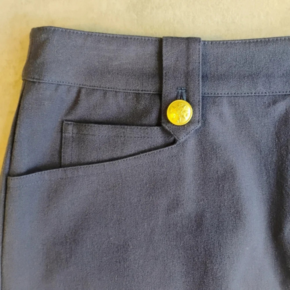J McLaughlin Nautical Preppy Navy Blue Mini Pencil Skirt Compass Buttons Size 12 - Picture 5 of 12